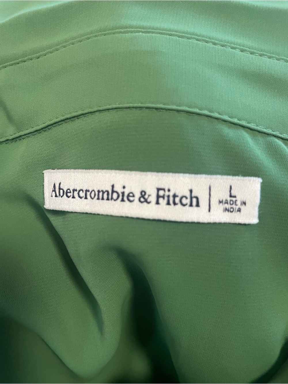 Abercrombie & Fitch Long Sleeve Twist Front Green Mini Shirt Dress L - Picture 4 of 10